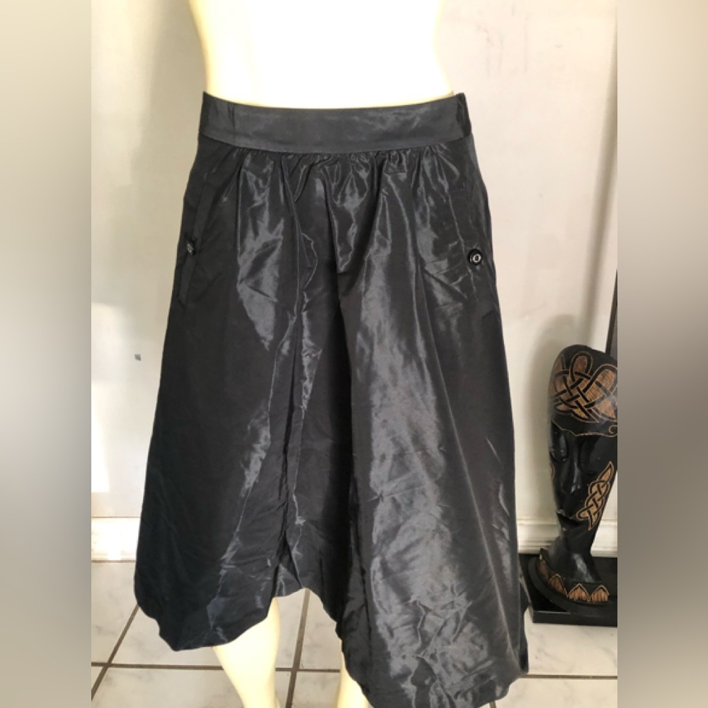 Tory Burch Shimmering Black Taffeta A-Line Skirt Size 4 - Picture 1 of 11